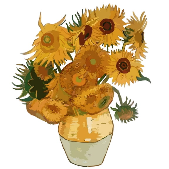 Famous Ancient History Art Sunflowers by Vincent van Gogh with Creative Art Design for Vinyl Wall Decal and Decoration - 20" x 23"