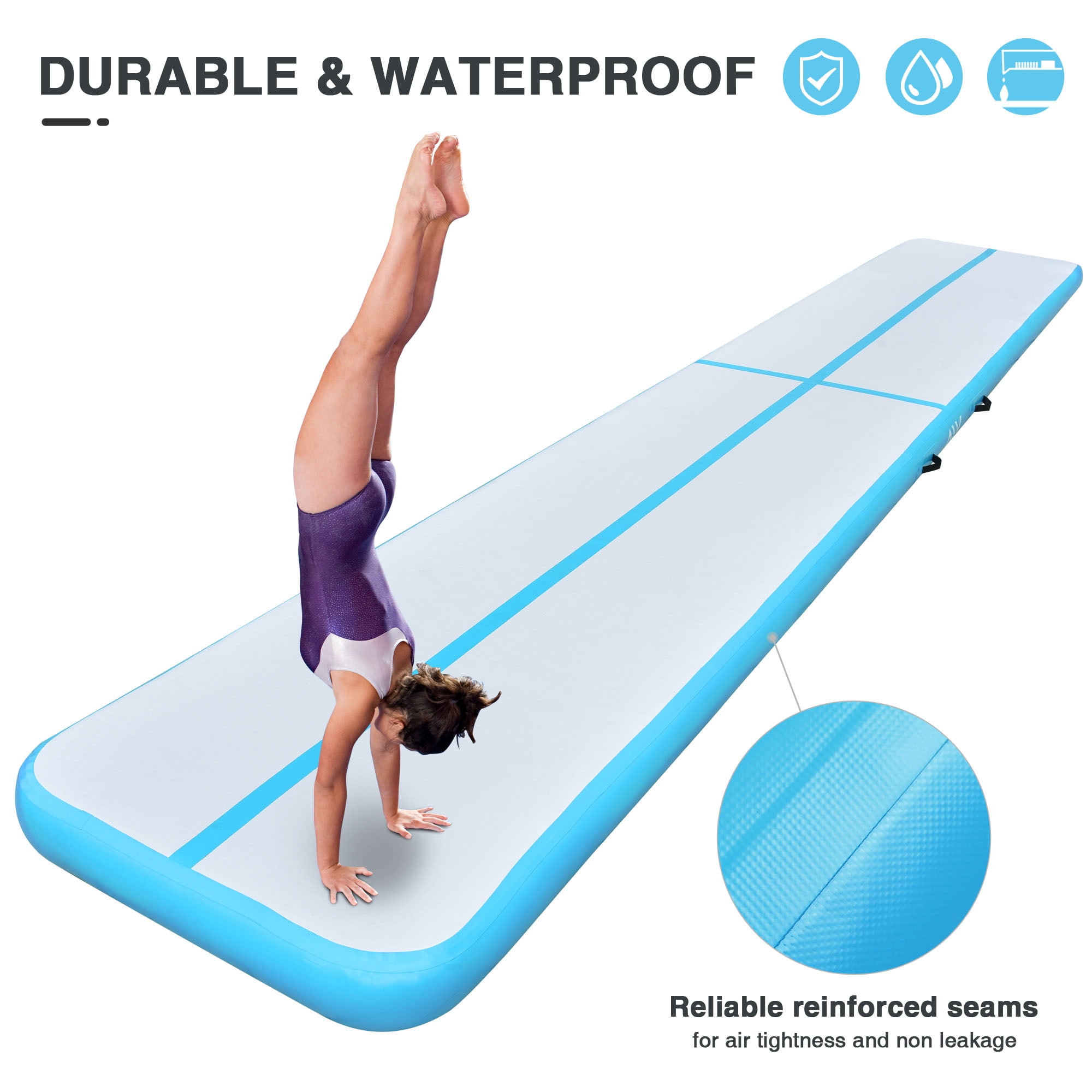  Gymnastics Air Mat Tumbling Mat 13ft/16ft/20ft Tumble Track,  Inflatable Tumbling Mat 4/8 inch Thickness Gymnastics Air Training Mats  with Electric Air Pump for Home Use/Tumbing Meditation/Cheerleading/Water  Use : Sports 