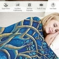 thumbnail image 3 of Shiartex  Flannel Throw Blanket Druidic Yggdrasil Tree at Night Round Silhouette Black and Blue Logo Gothic Ancient Home Decorative Warm Cozy Soft Blanket for Couch Sofa Bed White, 3 of 6