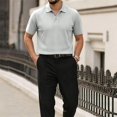 thumbnail image 3 of Yungyresw Men's Casual Polo Shirts Summer Short Sleeve Textured Polo Shirt Collared Business Tops, 3 of 8