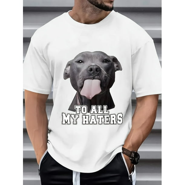 Men's Dog Print T-shirt, Casual Short Sleeve Cotton Blend Crew Neck Tee, Men's Clothing For Outdoor, Casual Sporty Tee, Summer Gifts