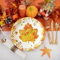 thumbnail image 5 of AuroraX 7 Inch Thanksgiving Paper Plates Compostable Disposable Dessert Plates Microwave-Safe 10 Pcs Bagasse Turkey Maple Leaf Party, 5 of 6