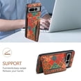 thumbnail image 4 of for Google Pixel 7 Pro Luxury Premium PU Leather + TPU Case with 3 Card Slots, Kickstand Back Case Floral Pattern Skin-Friendly Shock-resistance Cover for Google Pixel 7 Pro, Winter, 4 of 6