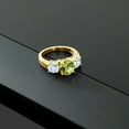 thumbnail image 5 of Gem Stone King 3.57 Ct Green Peridot Sky Blue Aquamarine 18K Yellow Gold Plated Silver Ring (Size 6), 5 of 5