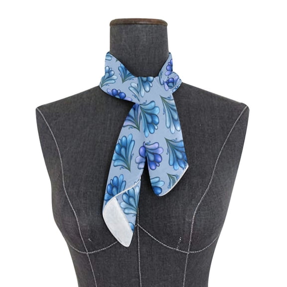 Square Scarf 24x24 Inch Blue Stamen Pattern Silky Satin Sun Protection Neck Scarf for Women Multi-Purpose Head Wrap Bandana for Hair Bag Decoration