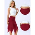thumbnail image 2 of DARING DIVA Women's Ruched Asymmetrical Flowy Dance Skirts M Dark Red, 2 of 5