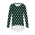 thumbnail image 5 of aohooy Long Sleeve T Shirt Girls Polka Dot Casual Crewneck Tunic Lace Trim Hem Trendy Blouses Cute Fall Pullover Loose Soft Tops Green,8-9Years, 5 of 6