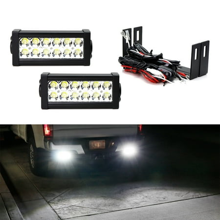 Gmc Sierra 1500 Rear Bumper - iJDMTOY (2) High Power Double Row Mini LED Light Bars w/ Rear Bumper Frame Mounting Brackets, Wiring Relay Harness For 2008-up Chevrolet Silverado, GMC Sierra 1500 2500 3500