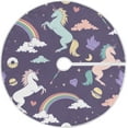 thumbnail image 1 of FMSHPON Rainbow Star Unicorn Xmas Christmas Tree Skirt Stand Mat for Holiday Party Decoration Indoor Outdoor 48 inches, 1 of 6