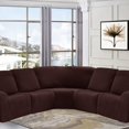 thumbnail image 4 of HAHDAXIA Housse Extensible pour Fauteuil Inclinable 5 Places 7 Pcs en Forme de L, Housse de Canapé Sectionnelle en Velours, Protecteur de Meubles, Housses de Canapé en Jacquard Doux Lavables Marron, 4 of 7