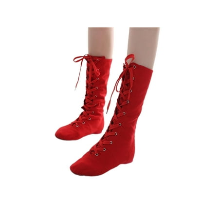 

Ymiytan Girls Ballet Shoes Non Slip Dance Shoes Modern Lace Up Ballet Lightweight Jazz Boots Red 11C