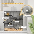 thumbnail image 4 of CHENZM Large Hamster Cage with 9" Deep Tempered Glass Bottom, 4 Tiers Hamster Tank with Running Wheel, Hut, Water Bottle, Dish, Rat Cage for Syrian, Dwarf, Gerbils, Mouse, 31" x 19" x 31.5", Black, 4 of 17