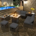 thumbnail image 2 of Topbuy Ensemble de 9 Pcs de Meubles de Patio Extérieur avec Table de Foyer au Propane de 30 Pouces, Ensemble de Canapé Sectionnel d'Extérieur en Osier PE Gain de Place avec Coffre de Rangement et Coussins Gris, 2 of 10