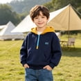 thumbnail image 5 of Edvintorg Boys Hoodie Long Sleeve Casual Pullover Top Half Zip Hooded Sweatshirt with Pocket Clothes for Boys Size 3-12, 5 of 9