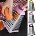 thumbnail image 2 of Four-Sided Grater with Ergonomic Handle and Rubber Ring for Cheese, Vegetable, and Potato Cutting, 2 of 5