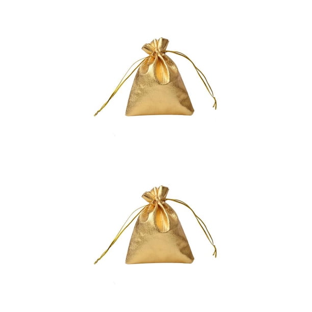 Cateissary 100 piezas bolsas de joyería brillante soporte de embalaje de regalo con bolsas con cordón manualidades de bricolaje para fiesta de Dorado/7*9cm 2piezas