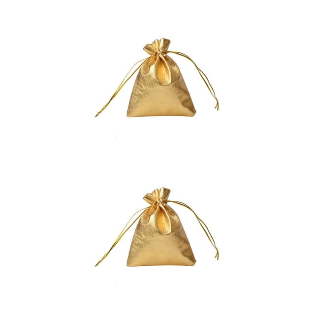 Ounissouiy 100 piezas bolsas de joyería brillante embalaje de regalo reutilizable cordón tela no tejida celebraciones de fiesta de bricolaje Dorado/7*9cm 2piezas