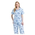 thumbnail image 2 of GLOBAL Women 100% Cotton Button Down Short Sleeve Top & Long Pants Summer Pajama Set with Pockets, 2-Piece, Sizes S to 3XL, 2 of 6