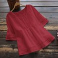 thumbnail image 2 of AherBiu Plus Size Tops for Women 1/2 Sleeve Cotton Linen Dressy Casual Blouse Scoop Neck Loose Tunic Shirt, 2 of 7