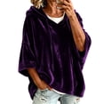 thumbnail image 2 of VBVC Women's Oversized Velvet Hooded Pullover , Casual Batwing Sleeve Tunic Top For Women , Ladies' Relaxed Fall Winter Sweatshirt with Pockets, Purple , S-2XL, 2 of 8