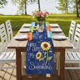 thumbnail image 4 of Table Runners 70 Inches Long Dress Scarves, You Are My Sunshine Farmhouse Coffee/Dining/Kitchen Table Decor, Holiday Table Runner, Yellow Sunflowers Cute Bees Heart Blue 13x70 Inch, 4 of 9