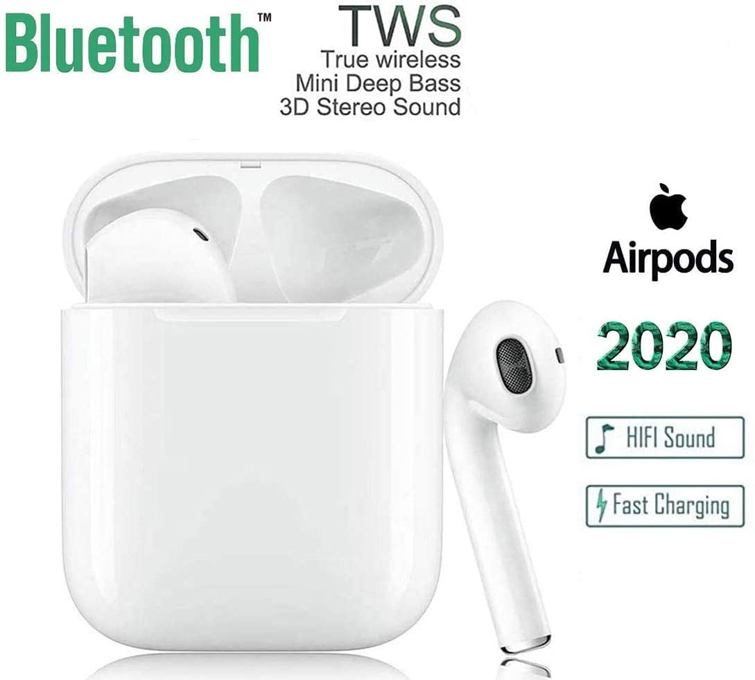 HZTC123 Bluetooth Kopfhörer in Ear Bluetooth 5.0 Headset Stereo-Minikopfhörer Sport Kabellose Kopfhörer mit Portable Mini Ladekästchen und Integriertem Mikrofon für Apple Airpod Android iPhone
