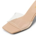 thumbnail image 4 of YDN Women Open Square Toe Single Strap Sandals Slip on Kitten Low Heel Mules Daily Walking Dress Heeled Slides Size 10.5 Nude Clear, 4 of 5