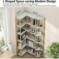 thumbnail image 5 of Gold Corner Shelf – 70.87" Tall 6-Tier Modern Corner Bookcase with Open Display Rack, White Shelving & Gold Metal Frame for Living Room or Home Office, 5 of 9