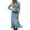 Blue, variant on Women's Western Cowgirl Suede Dress Vintage Long Sleeve Slim Fit Fringe Dress with Lapel and Zip Black XL