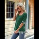 thumbnail image 5 of Camiseta de Verano para Mujer, Estilo Casual, de Corta y Cuello Cuadrado, Holgada, con Estampado de Vaca y Bloques de Color. Verde Oscuro XXL, 5 of 9