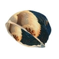 thumbnail image 2 of Logiee Starry Sky Sleep White Bear Print Unisex Knit Beanie for Men Women Winter Hat,Beanies Skull Caps, 2 of 7