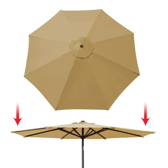 Sunrise 9ft 8 Ribs Outdoor, Patio Umbrella Cover Canopy, Replacement Cover Top, Beige (Cover Only, Umbrella Frame not Included)