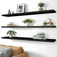 thumbnail image 3 of 48 Inch Rustic Farmhouse Floating Shelves for Wall Decor Storage Wood Wooden Wall Shelves for Bedroom Bathroom Kitchen Living Room - Black Set of 4, 3 of 6