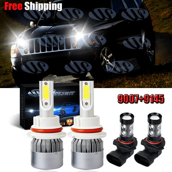 For Jeep Liberty 2002-2007 LED Headlight Hi/Lo   Fog Light Bulbs Combo 4x