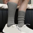 thumbnail image 2 of IWRICH Women's Slouch Socks 80s Scrunch Socks Extra Long Slouchy Sock White Soft Comfy Socks Grey, 2 of 4