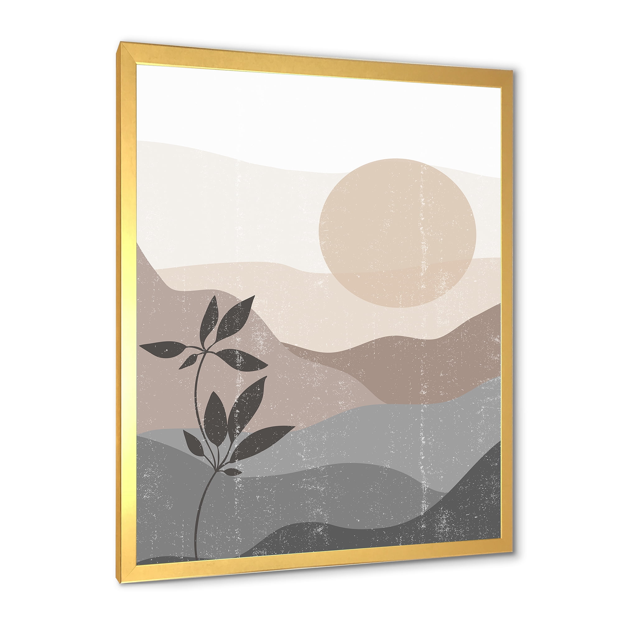 Designart 'Minimalist Sunset Over Mountain Landscape' Modern Framed Art Print
