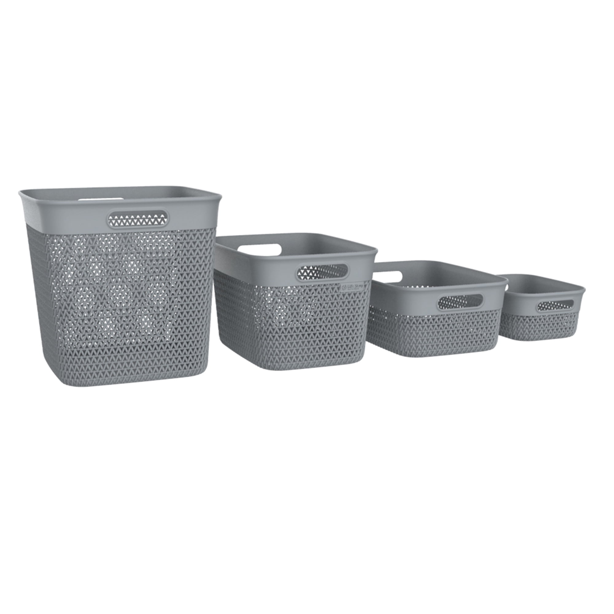 Life Story 16 Quart Decorative Storage Basket, Large Plastic Home Organizer, Black, 4 Pack