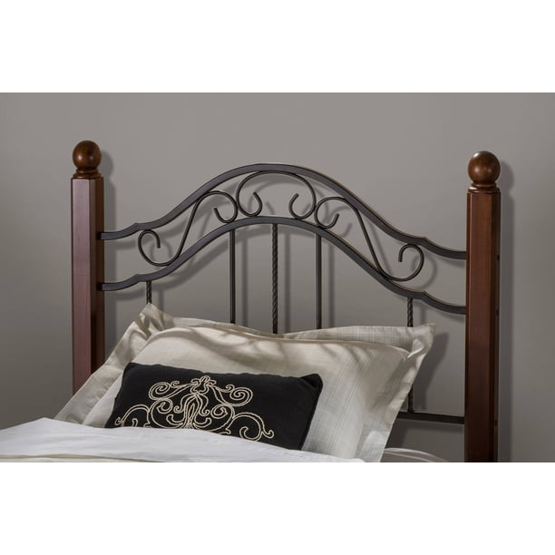 Hillsdale Furniture Madison Twin Metal Headboard with Cherry Wood Posts