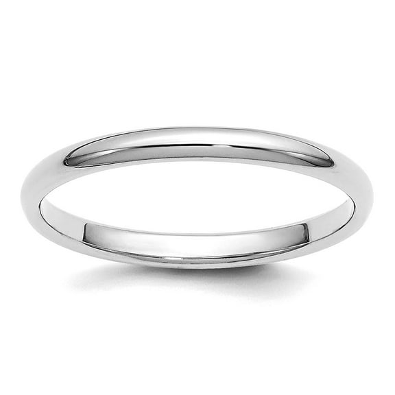 Platinum Solid Polished Half Round 2mm Half Round Wedding Band Ring Size 9.5 Wedding Band for Women and Men