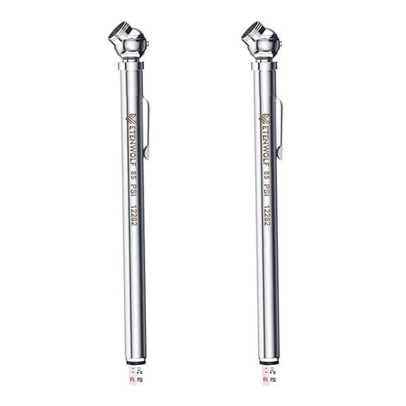 Pencil Tire Pressure Gauge , 10-85 PSI, ANSI B40.1 Grade B Certified (2% Accuracy), Stainless Steel , for Cars, Trucks, 2 Pack