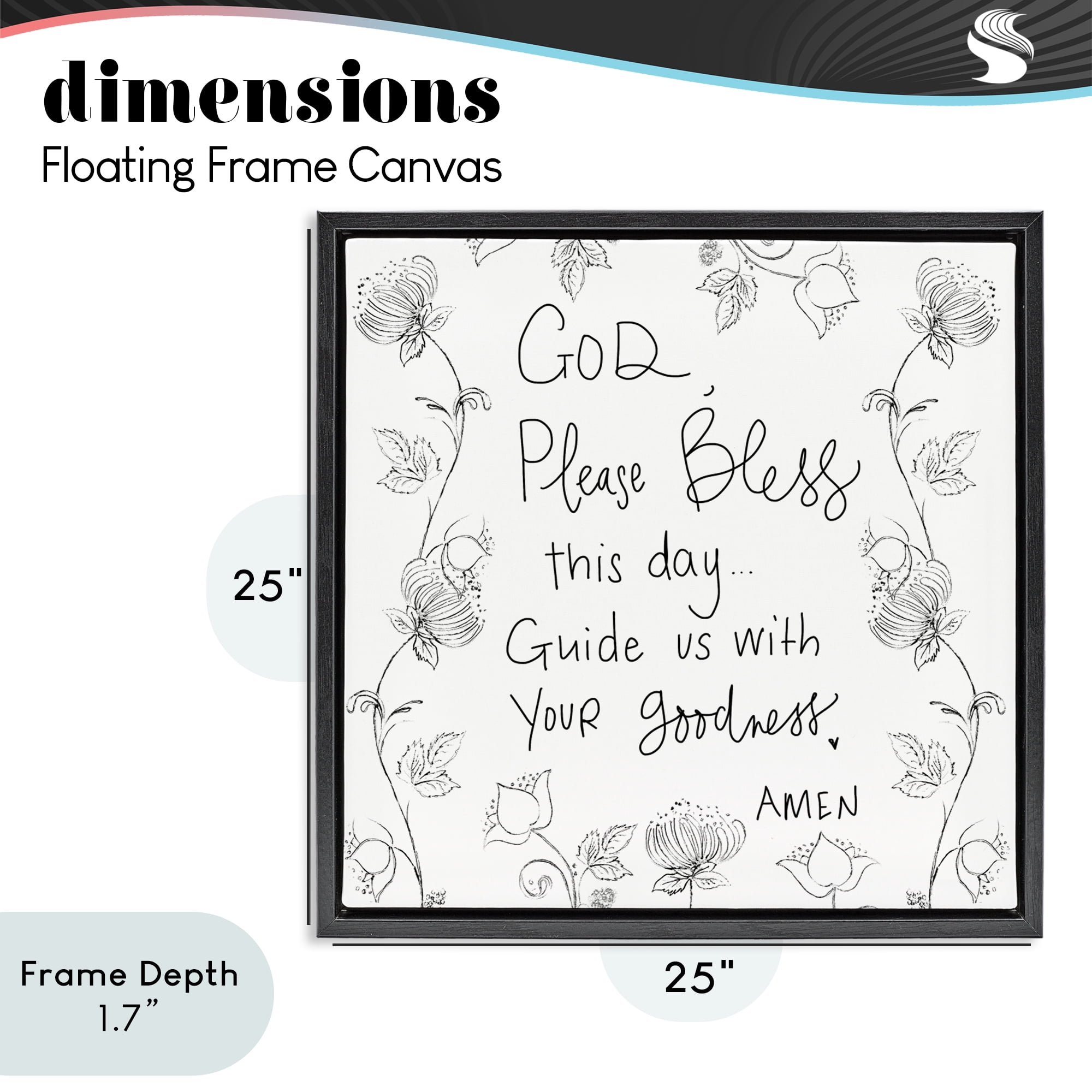 Stupell Industries God Bless This Day Black Framed Floater Canvas Wall Art, design by Patricia Pinto