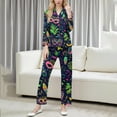 thumbnail image 2 of Tnhcen Women's Carnival Print Button Front Turn - Down Collar Long Sleeve Full Length Pajama Set 95% Polyester 5% Spandex Soft Stretchy Sleepwear Loungewear for Women S - 2XL, 2 of 9