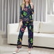 thumbnail image 1 of RKSTN Women's Carnival Pajamas Sets Oversized Lapel Mardi Gras Print Button Long Sleeve Sleepwear T Shirt and Pjs Pant 2 Piece Matching Set Casual Turndown Plus Size Pajama and Pants Loungewear Set, 1 of 9