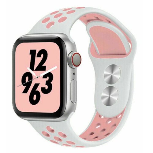 Sport Bands Compatible with for Apple Watch Band 42mm 44mm 45mm Women Men, Soft Silicone Breathable Replacement Straps Compatible with for iWatch SE Series 7 6 5 4 3 2 1 - Pink