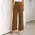 thumbnail image 4 of SBYOJLPB Women Casual Trousers High Waisted Loose Straight Leg Stylish Pants Suit Pants Coffee 8(L), 4 of 9