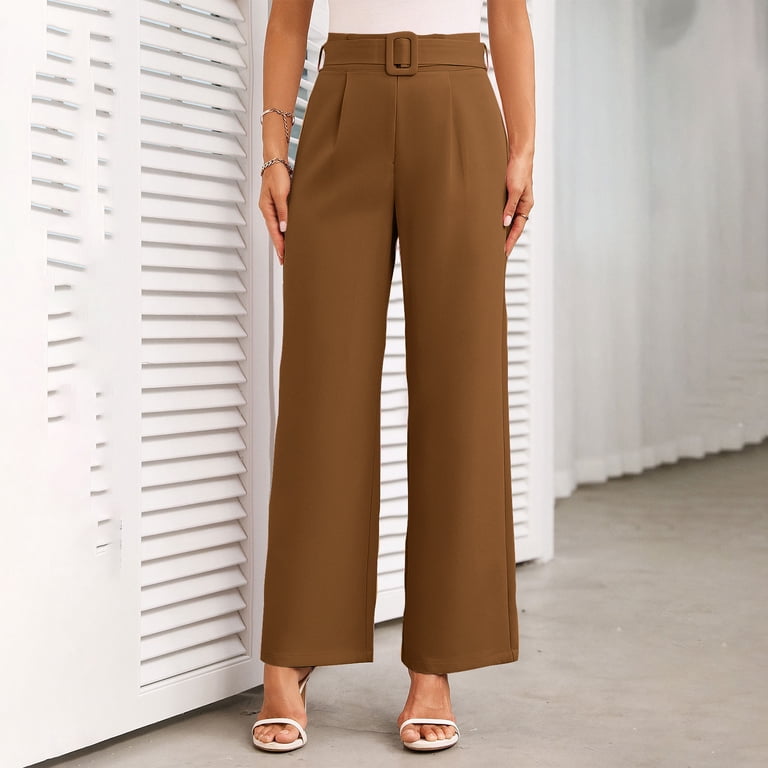 high waisted bootcut dress pants Ichaunyi Ichuanyi Women's Stretchy High-waisted Slim Slacks Long Regular for Office Work Business Casual Trousers, Size: Large peasant top