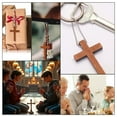 thumbnail image 5 of Januofit  1 Box 70 Pack Wooden Pocket Cross Charms and 70 Chains, Pure Natural Wooden Crosses Pendants for Church Praying,Easter, Christian Gifts, Crafts for DIY Jewelry, Keychains, 5 of 7