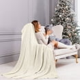 thumbnail image 2 of PiccoCasa Cotton Knitt Throw Blanket Decorative Cable Knitted Blanket for Couch, Chair, Beige 50" x 60", 2 of 8