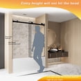 thumbnail image 6 of Leumius 56-60"W x 60" H Frameless Single Sliding Shower Door, 1/4" Clear Tempered Glass, Stainless Steel Handle Bathtub Door,Matte Black, 6 of 8