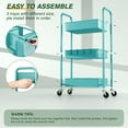 thumbnail image 6 of 3 Tier Rolling Storage Cart, Metal Trolley Utility Cart with Wheels & Hooks, Easy Assembly Organizer Storage Cart for Bathroom Kitchen Office Bedroom (Blue), 6 of 16